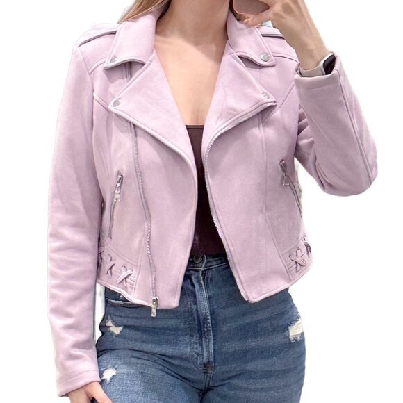 Molly Bracken Jackets & Blazers - Molly Bracken Cropped Faux Suede Moto Style Jacket in Lilac Purple Women's Sz M